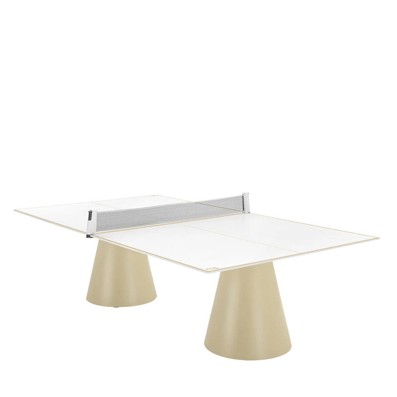 Outdoor White and Beige Ping Pong Table