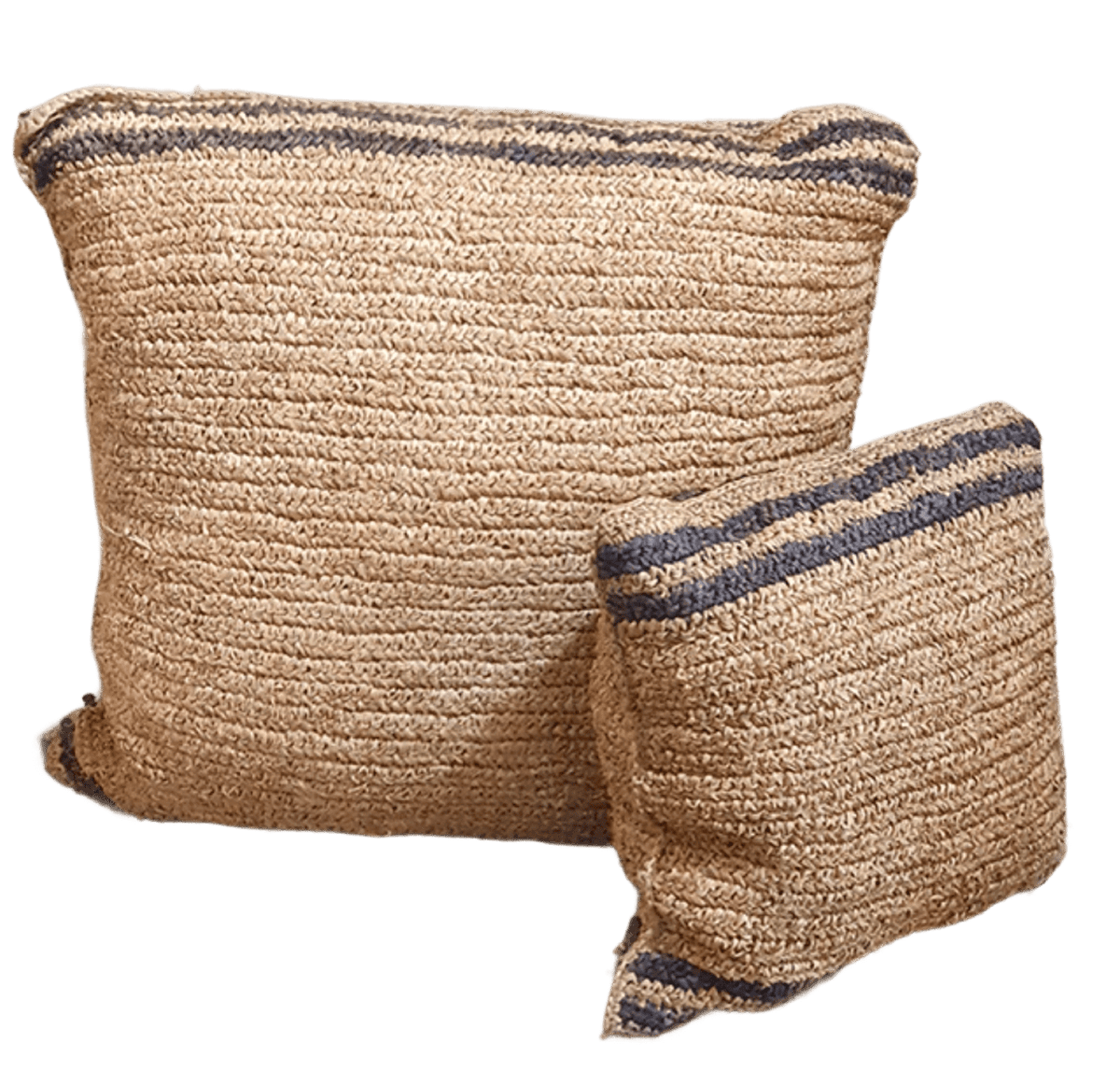 Raffia kussen met strepen