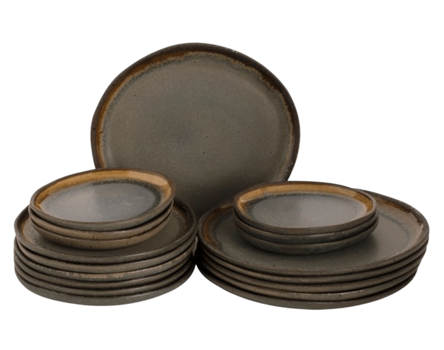Bordenset David Mucky Stoneware 6 - persoons 18 - delig Bruin Groen - By The Mood