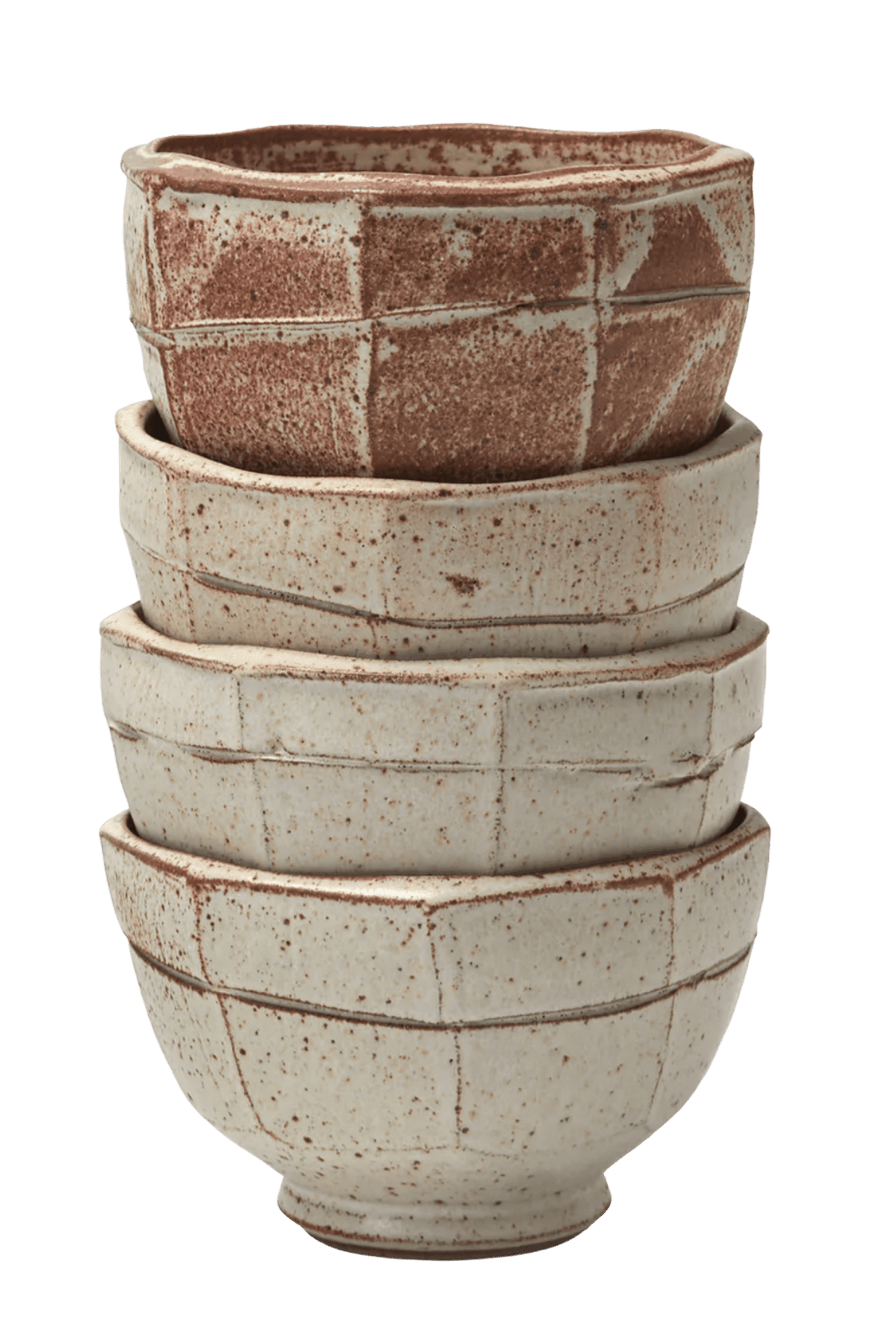 Adam Ross| Set of 4 | Hand-Thrown Ceramic Faceted Bowls €305