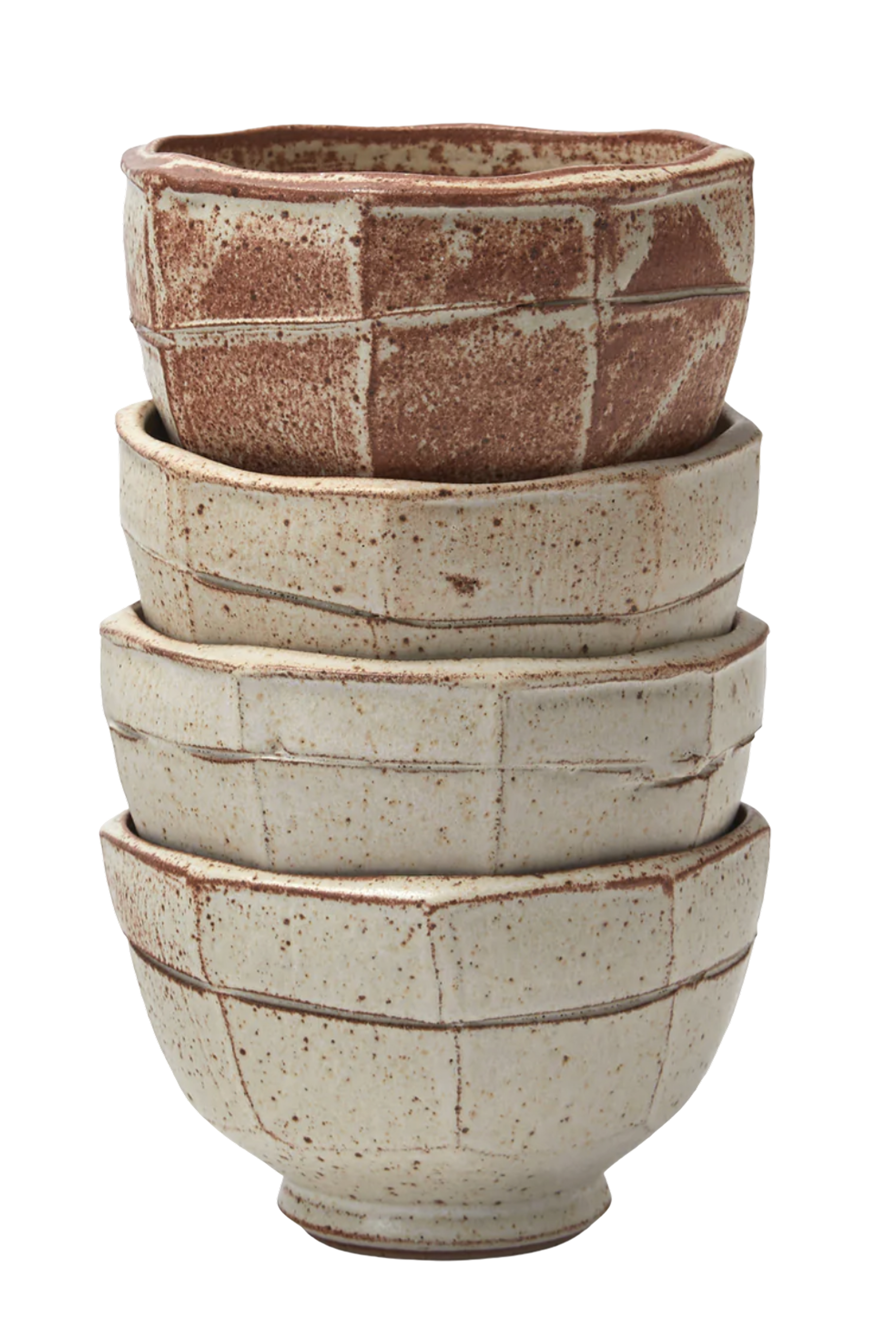 Adam Ross| Set of 4 | Hand-Thrown Ceramic Faceted Bowls €305